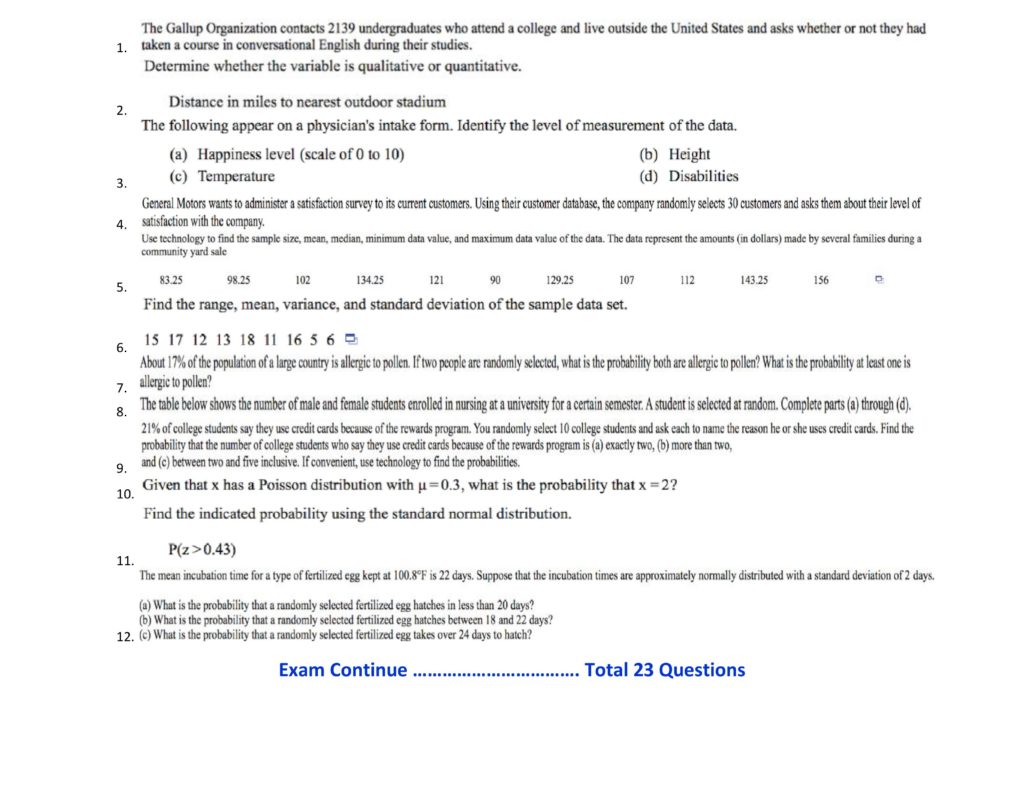 Math 221 Week 8 Final Exam (Version 3)